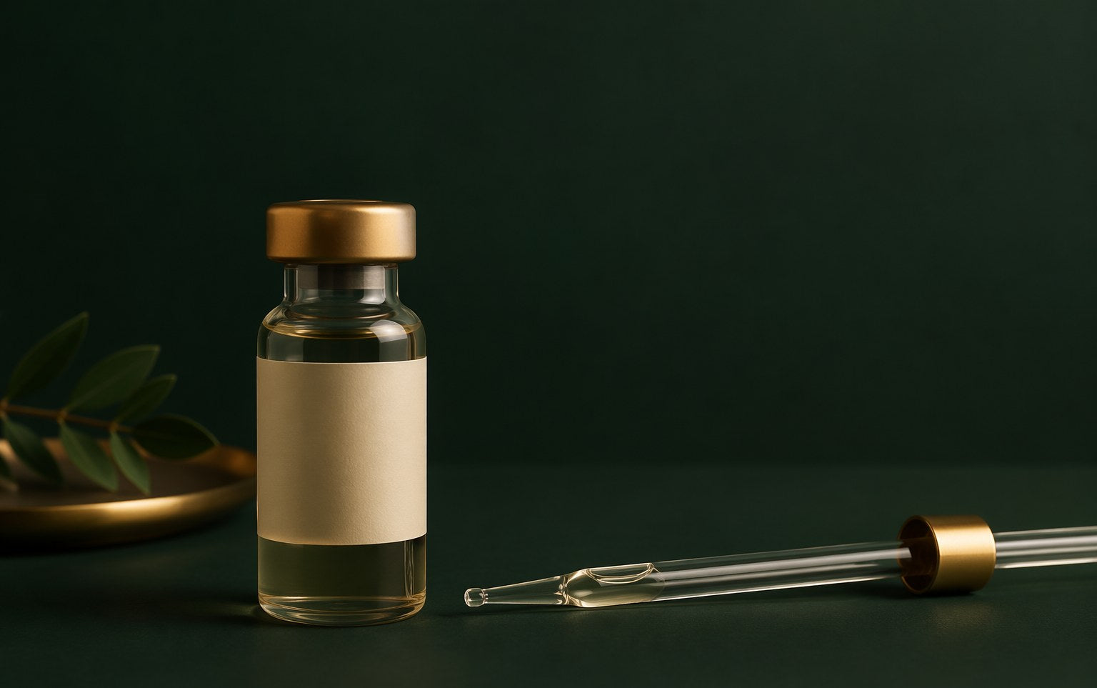 Glass laboratory vial and pipette, representing reconstitution preparation